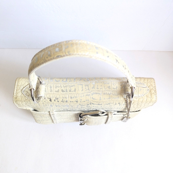 Tosca Blu Handbag Croc Embossed Leather w/ hints of Metallic Silver - Picture 12 of 14